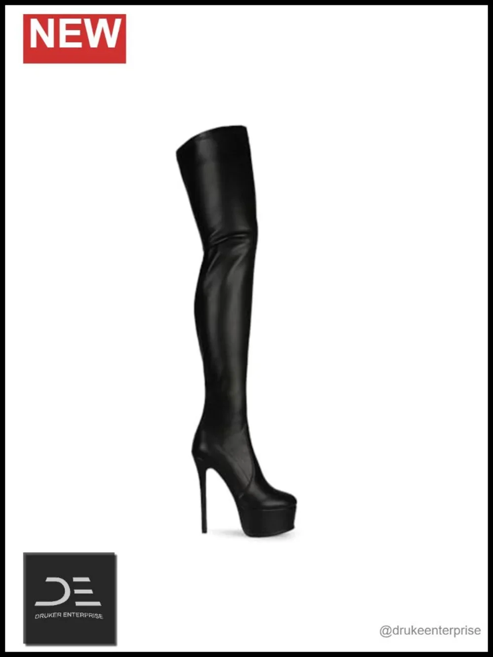 Women's Over-the-Knee Stiletto Heel Boots Faux Leather Stretchy Thigh High